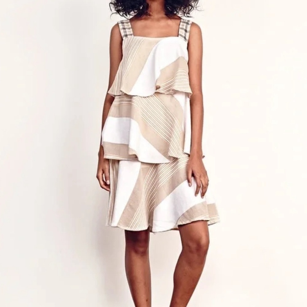 Ace & jig Womens Simone tiered mixed print mini dress XS